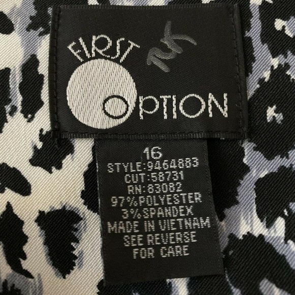 First Option A Line Dress Women's 16 Black White Polyester Animal Print Vintage - Picture 7 of 7